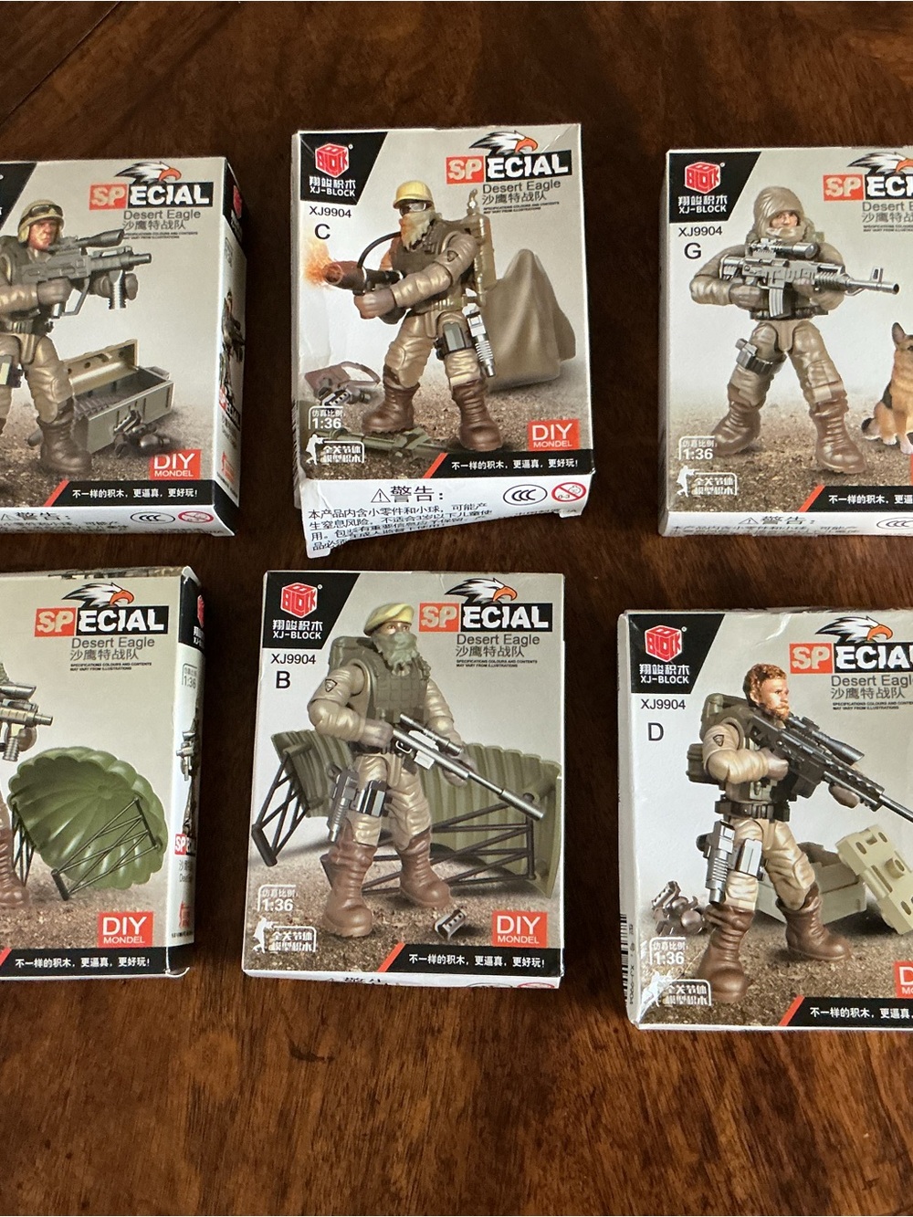 XJ-Block Special Desert Eagle DIY Mondel Military Figures Lot of 6